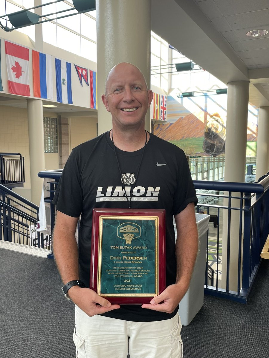 Congratulations to Dirk Petersen <a href="/BasketballLimon/">Limon Basketball</a> <a href="/limonathletics/">Limon HS Badgers</a> for being named the 2021 Tom Sutak award winner for excellence and achievement in Colorado boys basketball.
