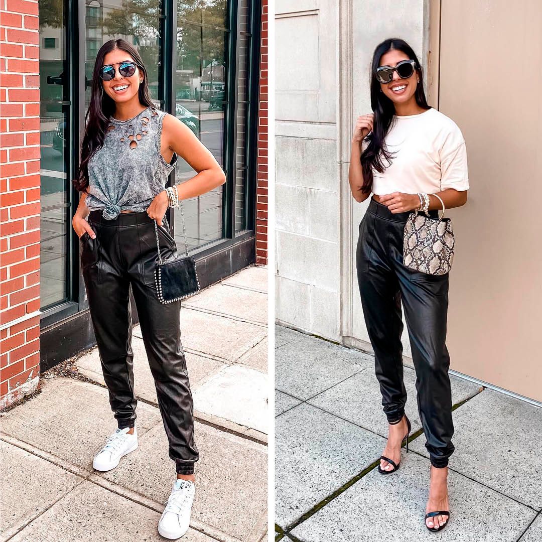 SPANX on X: Keep it casual or dress it up? Which summer Leather-Like Jogger  look from styledby.sarabriana (IG) is your favorite, 1 or 2? Comment below!  👇 😍 ❤️ #SpanxStyle #SPANX Shop