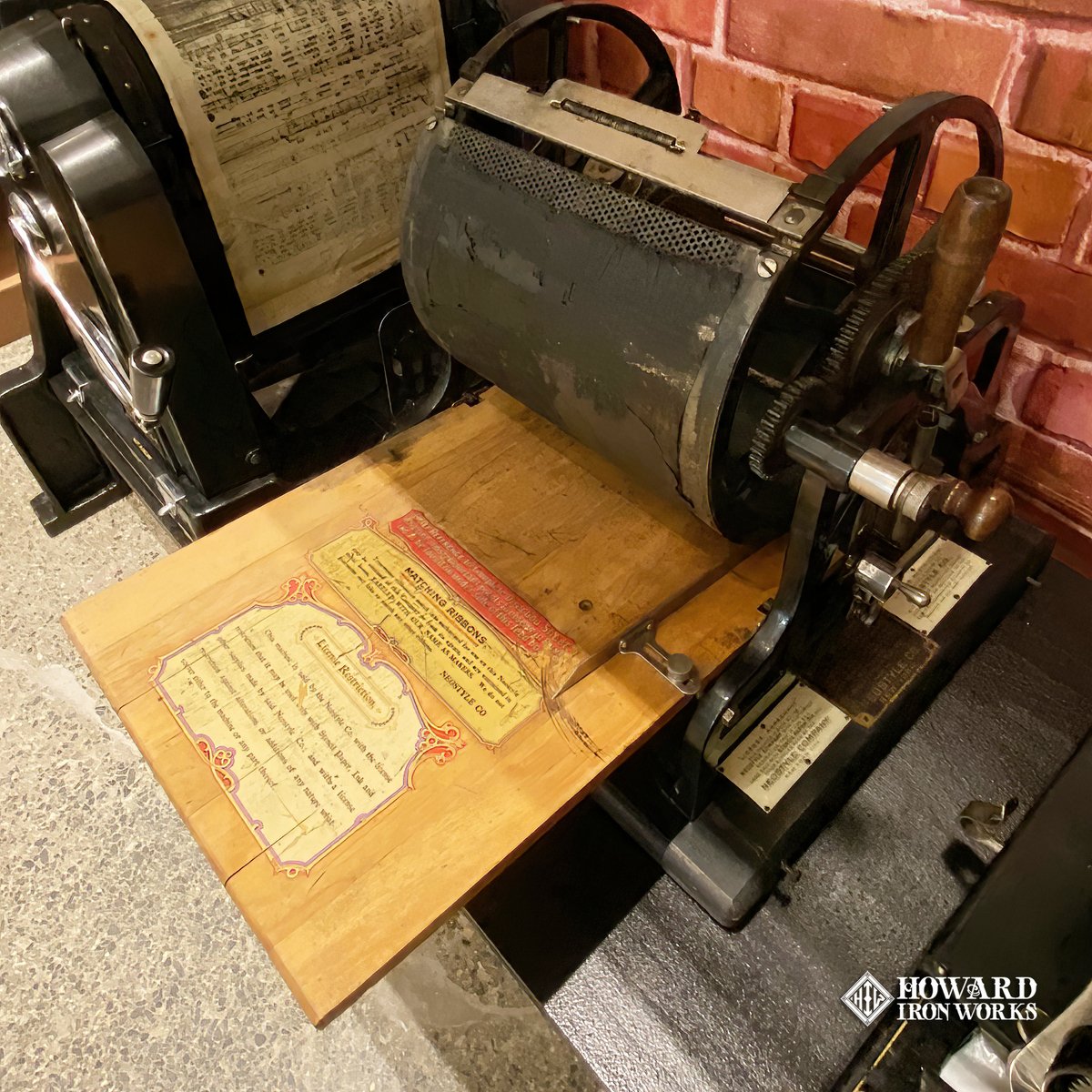 HowardIronWorks's tweet photo. Three’s Company? A Gestetner Mod 66 can be seen in Churchill’s War Room at the #BritishMuseum today. #Gestetner made a fortune with huge profits generated from supplies and service contracts. The original company lasted until purchased by Japan’s #RICOH in 1975. #printinghistory https://t.co/KLNbUl42QX