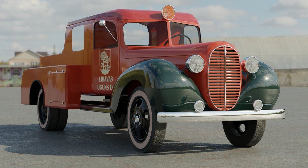 RealRobinMik's tweet image. Working on a 3D model of a 1930s fire truck for my game project. Based loosely on a 1937 Ford-Vairogs design. 
#indiegame #indiedev #artwork #blender