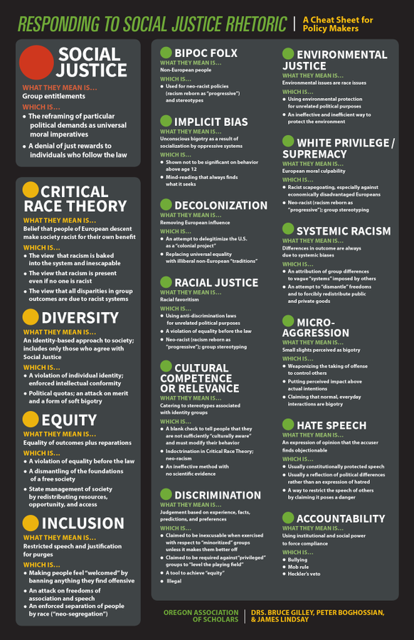 It pains me that this cheat sheet documents truth. The  Elect don't think of their ideology in these words. But this is indeed what, and how, they think. We must understand this sheet in order to fully know that we are not evil to disagree with them, and in fact, MUST do so.