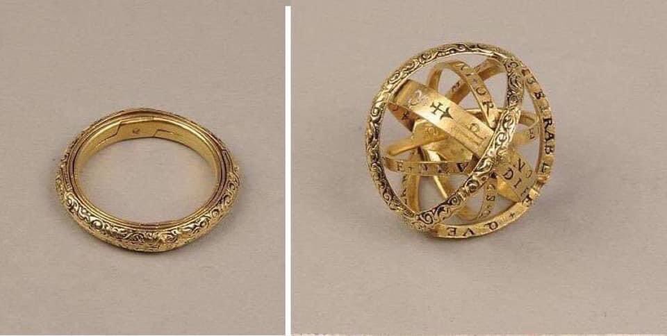 gandalf_u's tweet photo. El universo en un anillo: 

Anillo alemán del siglo XVI que se despliega en una esfera astronómica. https://t.co/karKGd0Bn6