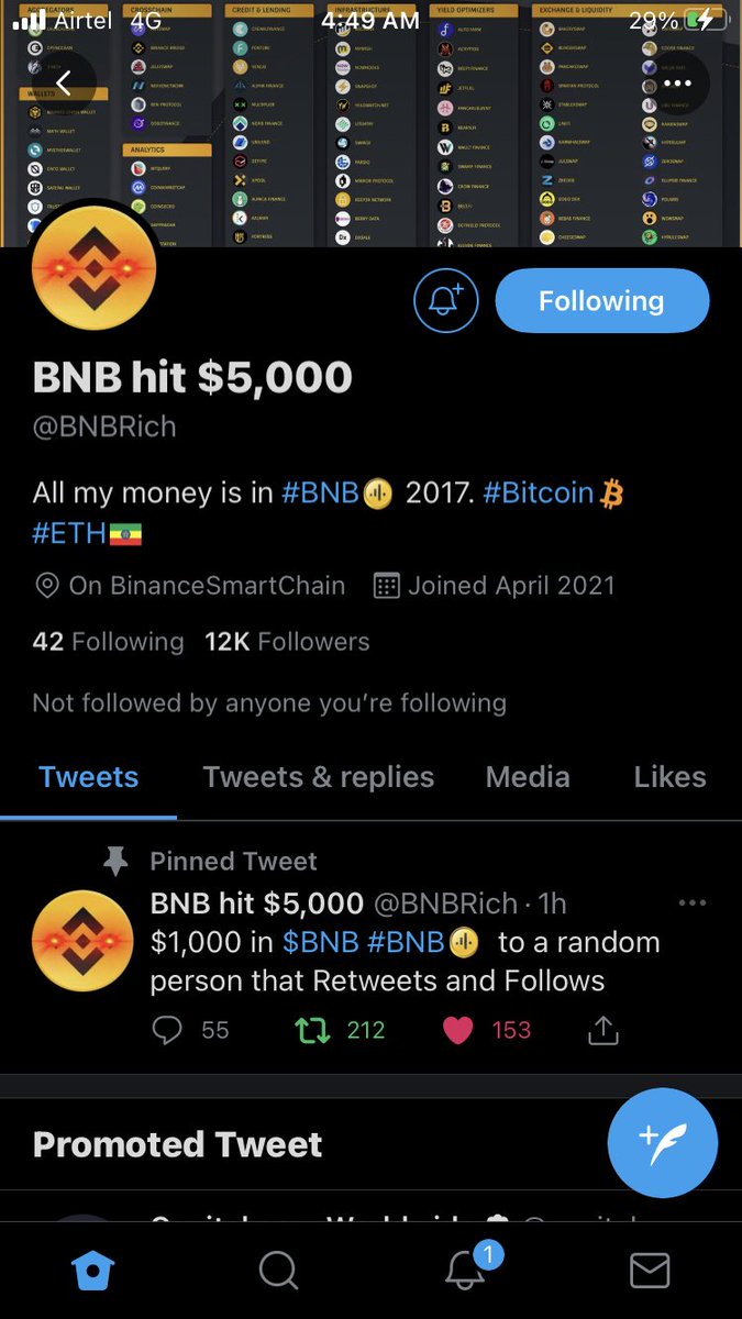 CryptoAj6's tweet photo. @BNBRich Retweeted and follows 
 ✅ https://t.co/22wX8EOc8w
