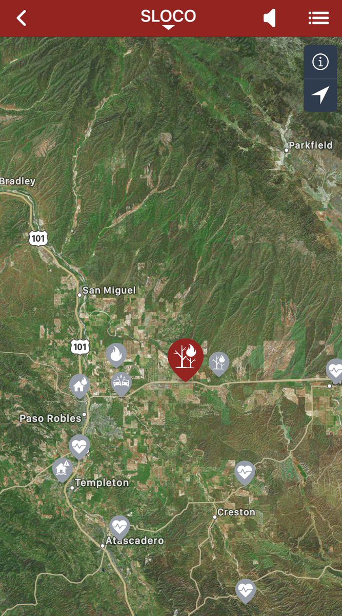 CALFIRE_SLO's tweet photo. VEGETATION FIRE: E HWY 46 E x Geneseo Rd across from Tobin James. #TobinIC 10 acres, moderate rate of spread, and a potential for 50 acres. #CountyOfSlo #PasoRobles https://t.co/bVq2cizm7c