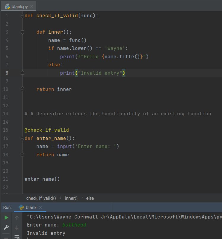 jr_cornwall's tweet photo. First time messing around with decorators

#BlackTechTwitter #Python #pythonprogramming #100DaysOfCode #decorators #codingisfun #programming #blackcoder #blacknerd https://t.co/Jsp40tS7Hm