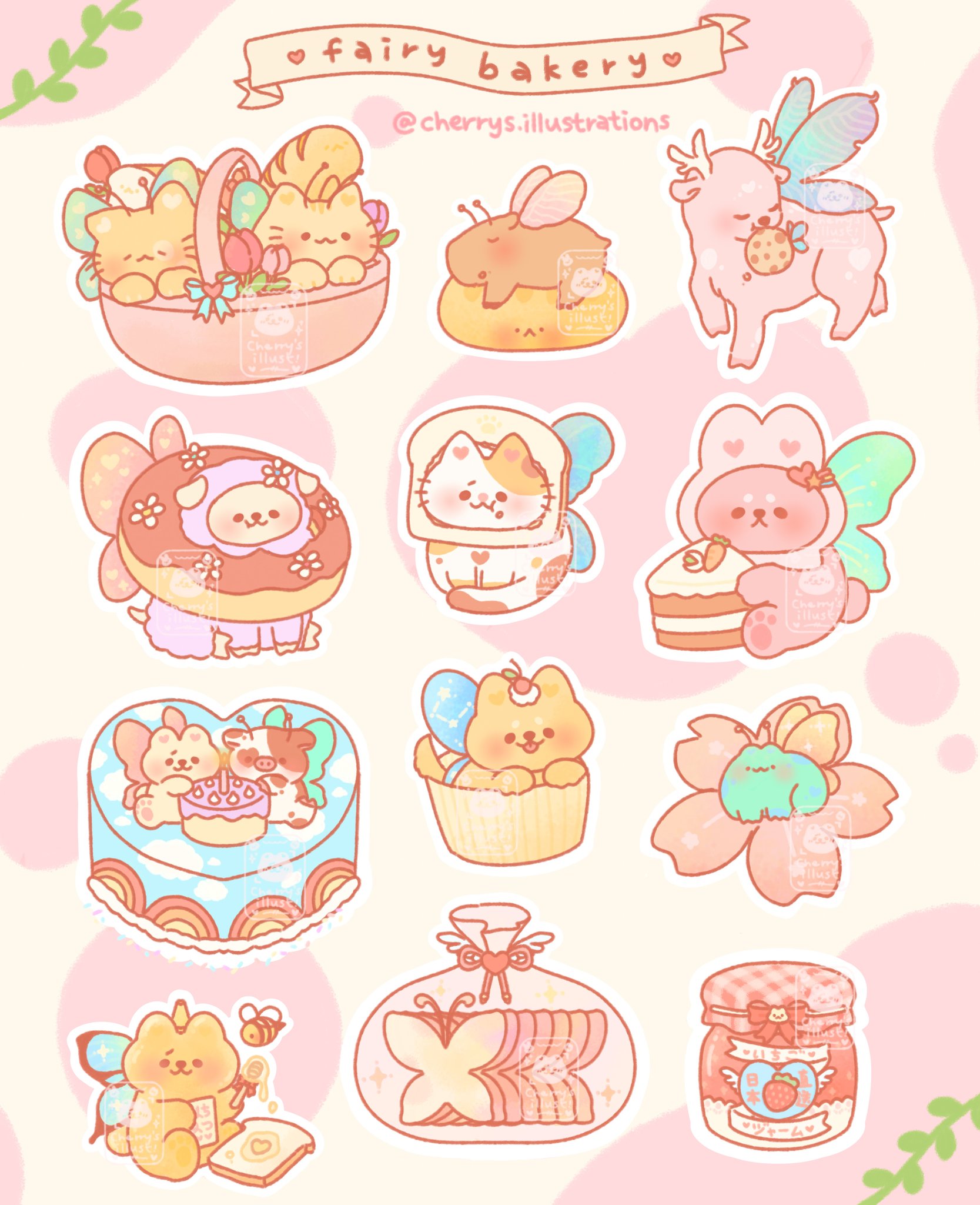 cherry🍒 shop open! on Twitter "Fairy bakery sticker sheet💖 which bb is