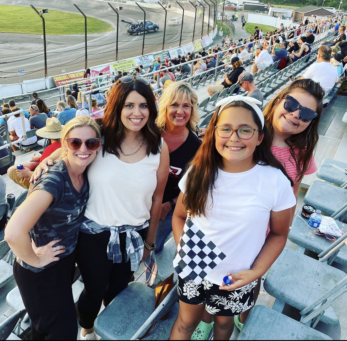 TLangkos's tweet photo. Saline Schoolโs finest take over #FlatRockSpeedway These women have the best hearts and will always cheer on every student and each other! Proud to know All of them! #GoMax104 #LoveAGreatTeacher #GoHornets ๐ https://t.co/qjJKjpxIWW