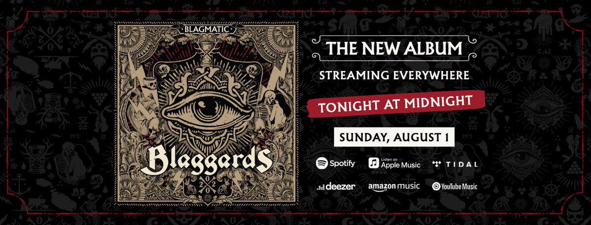 Blaggards's tweet photo. #BLAGMATIC is coming to streaming services everywhere TONIGHT at MIDNIGHT, Sunday, August 1st.
You’ll be able to find it on Spotify, Pandora, Apple Music, YouTube Music, Tidal, Deezer, iHeartRadio, Amazon Music, and more. https://t.co/RiI6ipuHd6
