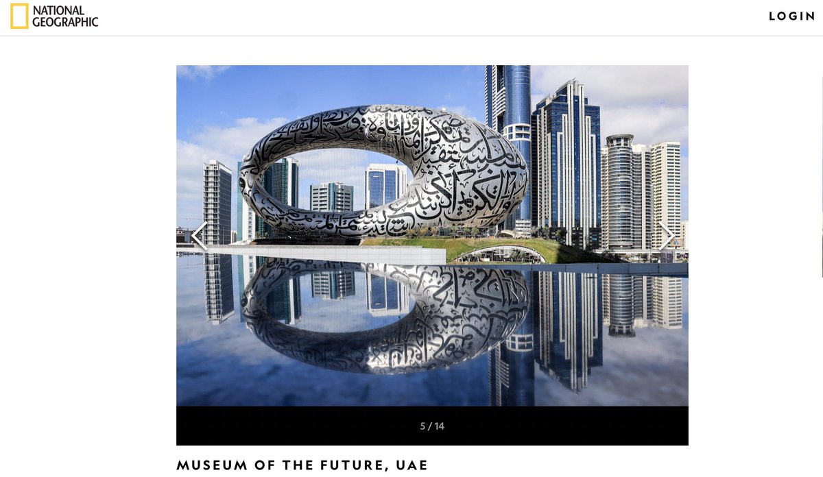 richardradiodxb's tweet photo. Take a bow Shaun Killa @killadesign - your Museum of the Future named one of the 14 most beautiful in the world by @NatGeo. "A fiberglass-and-steel, lopsided hula hoop" - love that description!!! The #bilbaoeffect really is coming to Dubai... #architecture #Economics #Dubai https://t.co/GiXzrj7qDp