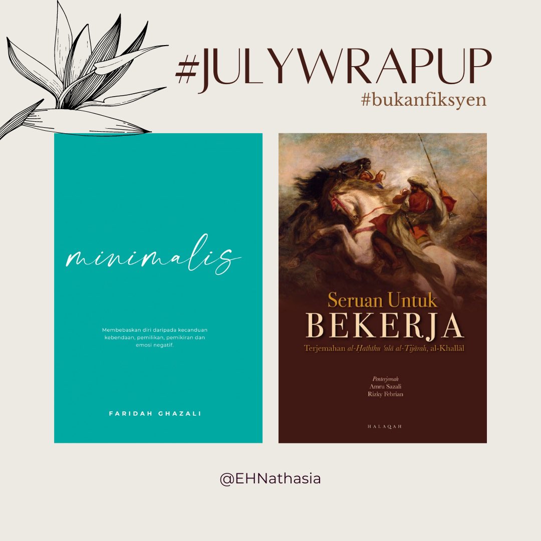EHNathasia's tweet photo. JULY WRAP-UP 2021
Bacaan keseluruhan 10 buah buku.
Nak baca ulasan pendek setiap buku? Boleh rujuk rajutan ini ok 😊
#KLBACA
#MalaysiaMembaca https://t.co/X1gpbvprjc