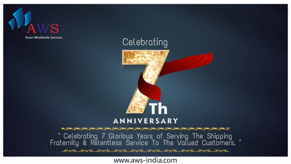 AWS Family Celebrating 7th Year Anniversary of serving Shipping Fraternity.

Special Thanks to all the Customers, Colleagues, Partners, Overseas Offices, Agents for your continued support💐💐💐

 #7thAnniversary #WeServeWithCare  #export #import #awsindia #consolidation #FCL #LCL