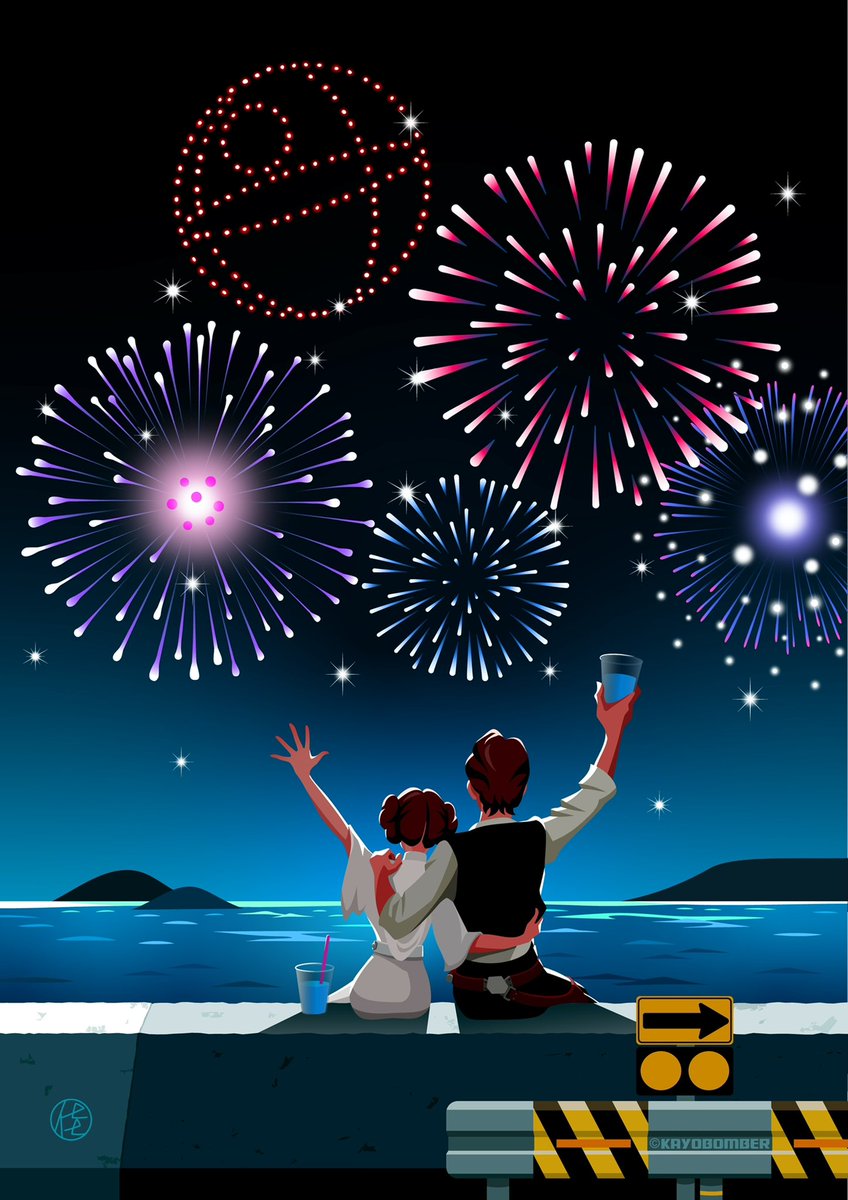 KayoKayobomber's tweet photo. ハンとレイアの花火大会
#starwars #leia_organa #han_solo #leia #hansolo #スターウォーズ #花火 #illustrator https://t.co/j6yBFWAEQ2