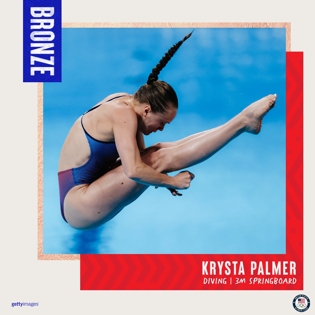TeamUSA's tweet image. At 29, @PalmerKrysta can call herself an Olympic medalist. 

Reminder: she didn't start diving until she was 20 years old! 🤯 #TokyoOlympics