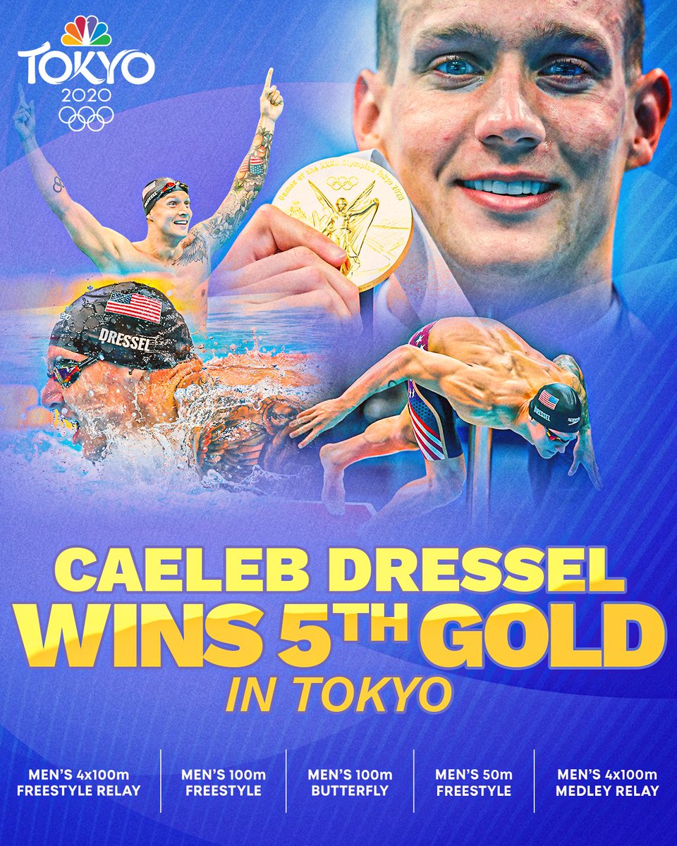 HIGH FIVE. 

Caeleb Dressel leaves the #TokyoOlympics with five golds!