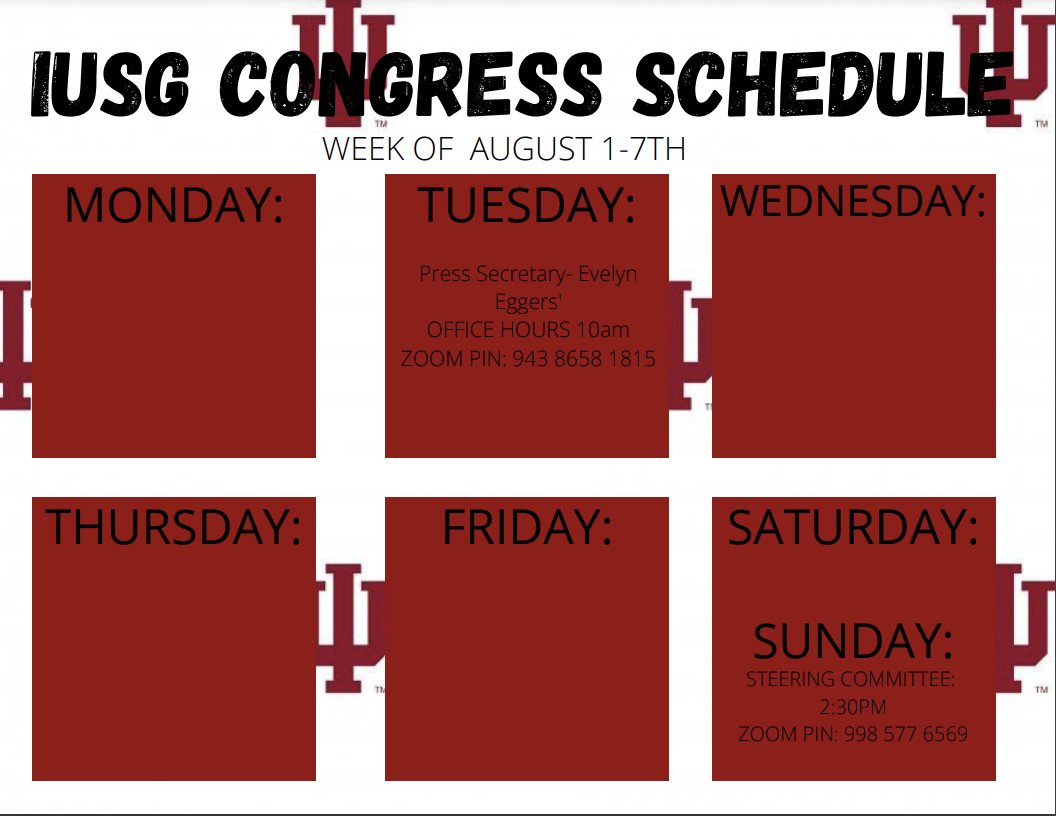 IUSGCongress's tweet photo. Here are this week's congress meetings! Come join us! https://t.co/wcQrgf0DZY