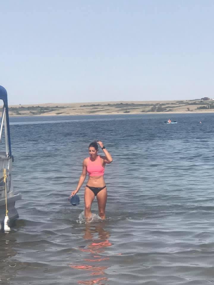 SeCanLauren's tweet photo. My dream came alive- Bike Lucky Lake to Rhurst Ferry (20km), Swim across #LakeDief (2.1km), Run to Riverhurst #Sask (4km) had the BEST day for it ☀️ #DiefenbakerDash2021 #triathlon #prairietriathlon 26 Total, 13 ppl swam across the lake. Amazing volunteers 🤗 #firsttriathlon https://t.co/u2BPcBSFmh