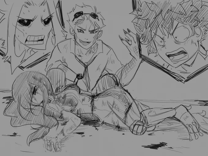 Midotsuyu (doodle) : All Might and Deku. They must save Froppy 🥲🥺😨😱😭 #IzukuMidoriya #TsuyuAsui #Deku #Froppy #Midotsuyu #IzukuxTsuyu #rescue #ALLMIGHT #toshinoriyagi #heroes #injured #pain #Emergency #villain #doodle #fanart #BokuNoHeroAcademia 