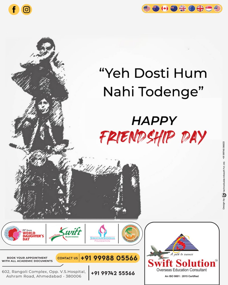 Friendship is the purest of all relationships.

Happy Friendship Day

#swiftsolution  #swiftedutechsolution #overseaseducation #overseaseducationconsultant #overseaseducationcounseling #internationalstudent #studyabroad #abroadeducation #whystudyabroad #Friendshipday