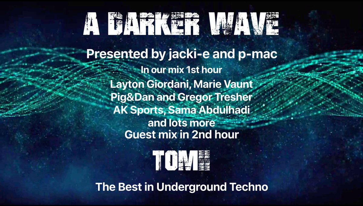 adarkerwave's tweet image. This weeks @adarkerwave #337 with @jackiepalmer &amp;amp; P-Mac is now on Soundcloud soundcloud.com/adarkerwave/33… 
Guest mix 2nd hr #TØMII 
Our mix 1st hr @piganddan @gregortresher @MarieVaunt @LaytonGiordani
@aksportsdj @MarkDekoda @_edwardteach @belocca @TonyromanelloDj
@BTraits