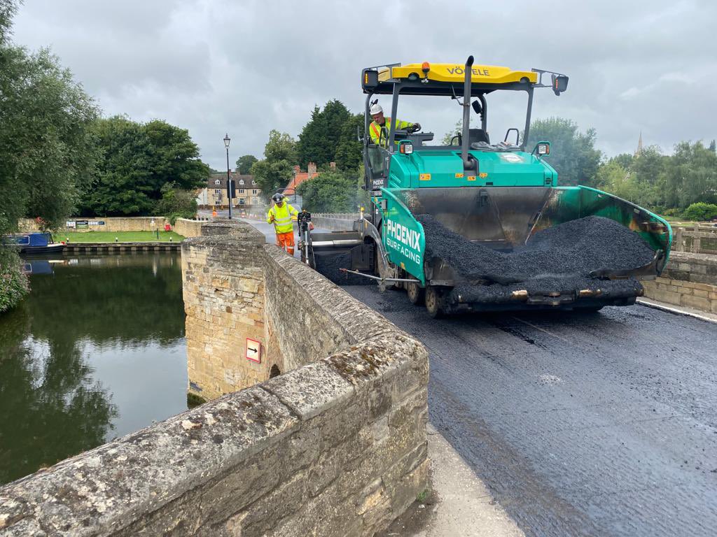 PhoenixSurf's tweet photo. Back at Thrapston today, finishing off Nine Arches bridge surfacing scheme https://t.co/B6K6x9BkTE