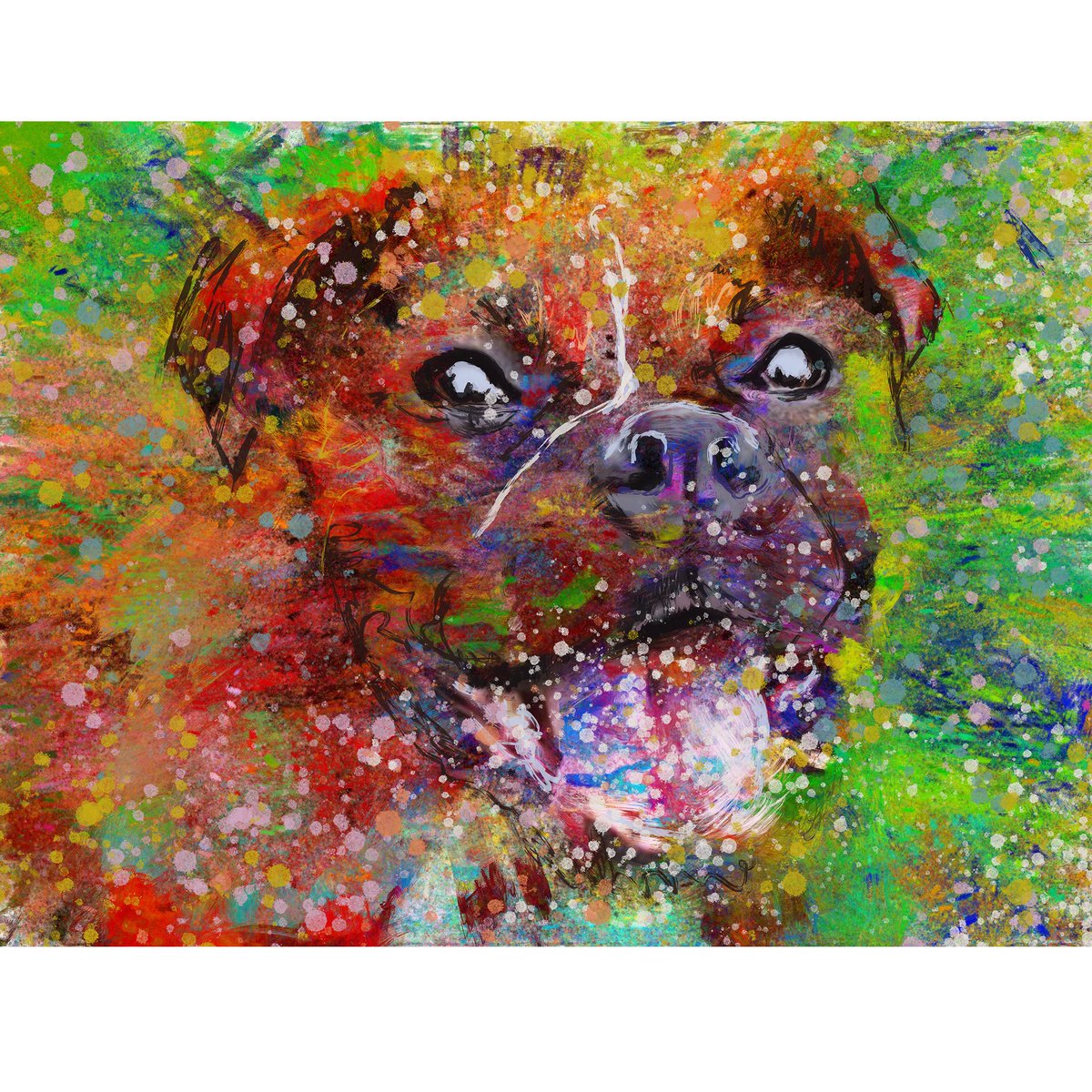Abstract Happy Boxer Dog mixed media Painting Print Colourful Boxer Wall Art, Dog Memorial, Dog Mum Picture Gift Choice of Size Signed etsy.com/DogFishArtCo/l… #dogsoftwitter #dogs #Art