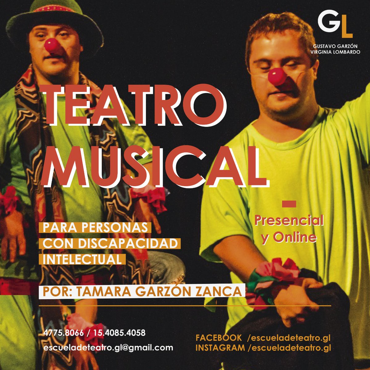 TEATRO MUSICAL 🎭 Y TEATRO
Clases PRESENCIALES y por ZOOM.
La actividad artístico terapéutica enriquece a nuestros jóvenes y les ofrece un grupo de pertenencia.
•
Dónde ?👉 El Camarín de las Musas. Mario Bravo 960. (Palermo)
•
Más datos:
WhatsApp 📱 👉 11-4085-4058 💚