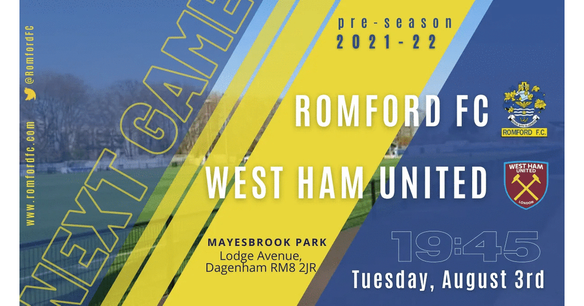 Romford V West Ham Xl 03/08/21 Friendly