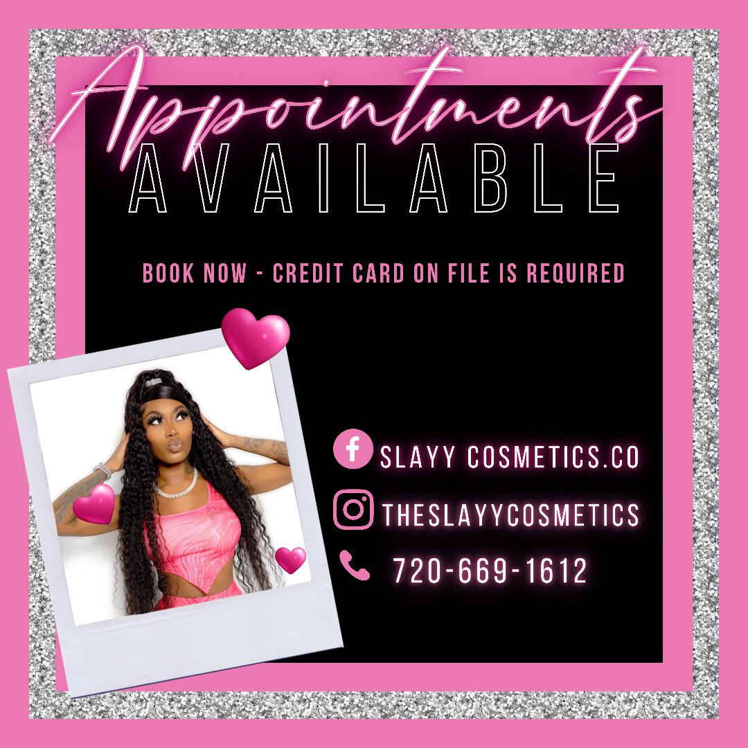 SlayyCosmetics's tweet photo. Click on our profile and go to book button to get to our website hurry up and book while we have openings #openingsavailable #august #before #book #booknow #appointmentsavailable #appointments #cosmetics #beautybar #requirements #requirements #booksoon #tolate #supportlocal https://t.co/BXEMKZbcWS