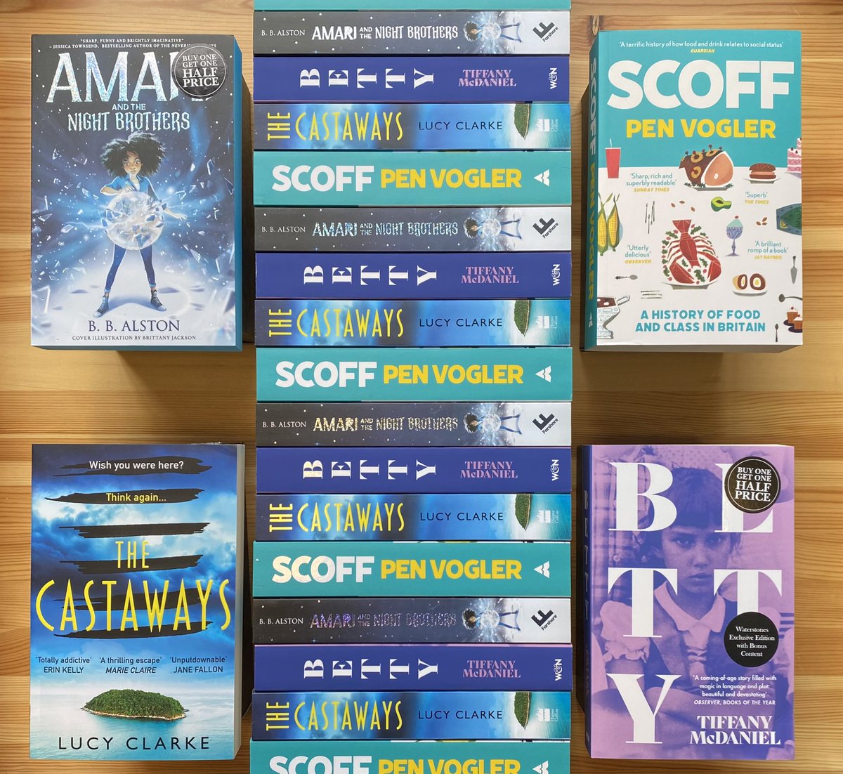 IlfordBooks's tweet photo. 🗓 A brand new month means…New books of the month! Here are our amazing titles for August!📚 We can’t wait to talk about them!! 🗣 

🇺🇸📚 Betty by #TiffanyMcdaniel

 🌴☀️ The Castaways by @lucyclarkebooks

🧀 🍽 Scoff by @PenVogler

🪄  Amari and the Night Brothers by @bbalston https://t.co/f5Z2IV58CC