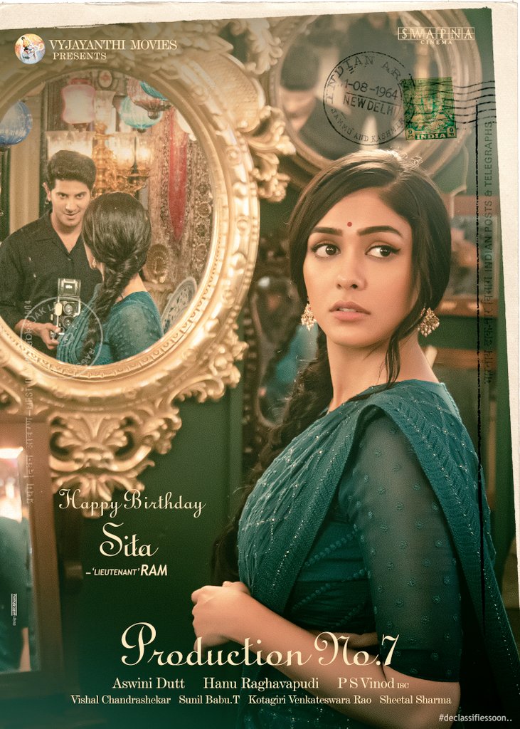 Route2watch's tweet photo. #MrunalThakur is female lead in #DulquerSalmaan starrer #Production7 <not titled yet>, directed by #HanuRaghavapudi

@VyjayanthiFilms @SwapnaCinema 

#happybirthdayMrunalThakur 🎉 https://t.co/a4OrKLUuwg