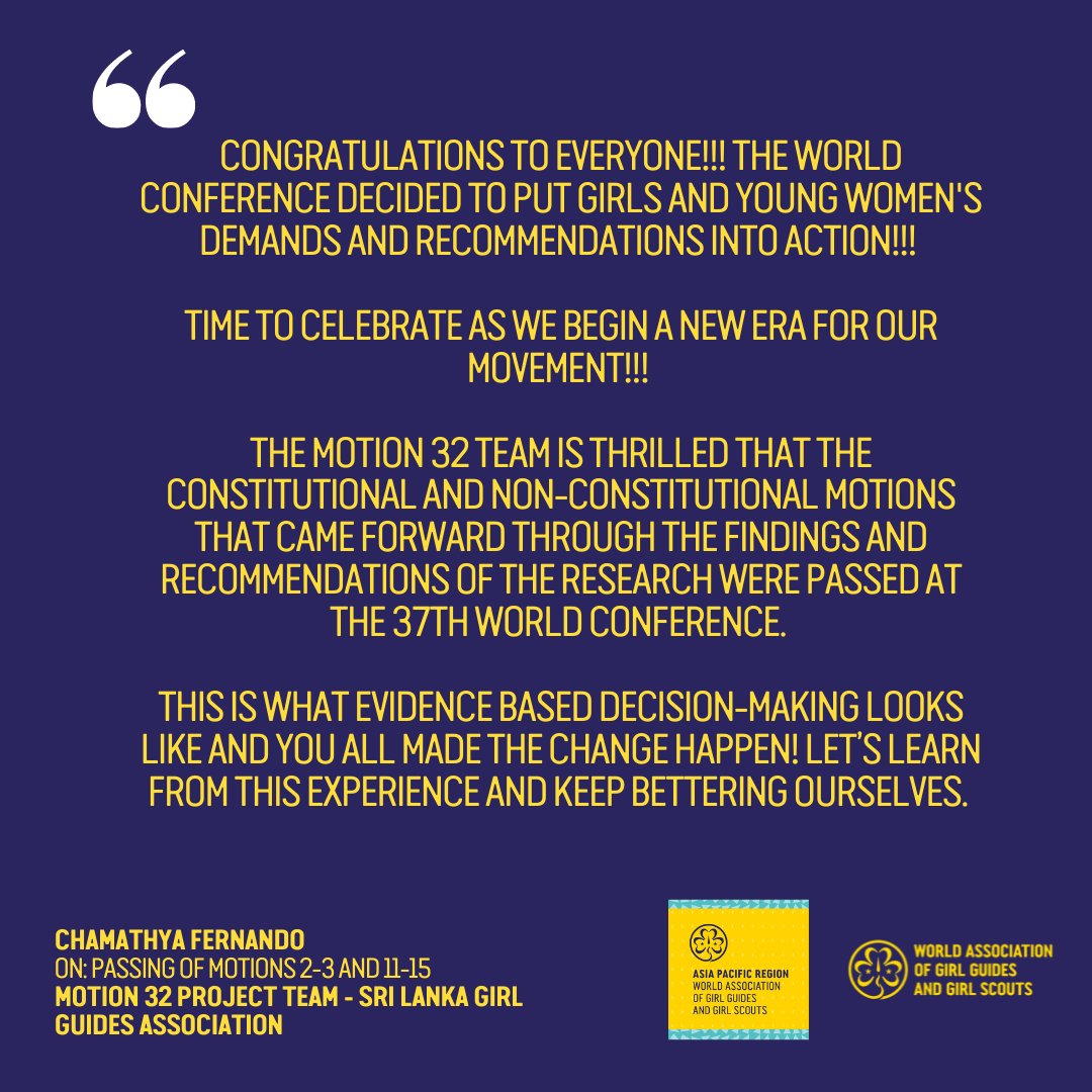WAGGGSAsiaPac's tweet photo. What an exciting, eventful and intense week it had been at the 37th Virtual World Conference!
With that, we will leave you with some last insights and inspirations from our 🇱🇰 🇦🇺 🇯🇵 🇧🇩 young women delegates.
🧵
#WalkingTogetherWalkingFar #37WoCo #ForHerWorld https://t.co/vlWiBlPnai