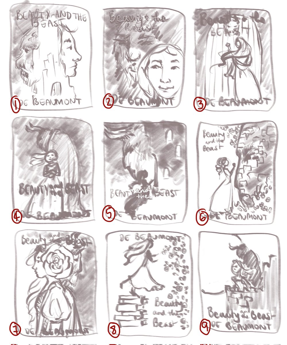 eryberi's tweet photo. TL,DR: which is your favourite Beauty and the Beast sketch for a #fairytalecovers illustration?
In thread: Fairy tale rant version!
1/4 https://t.co/7de2DJT5Ek