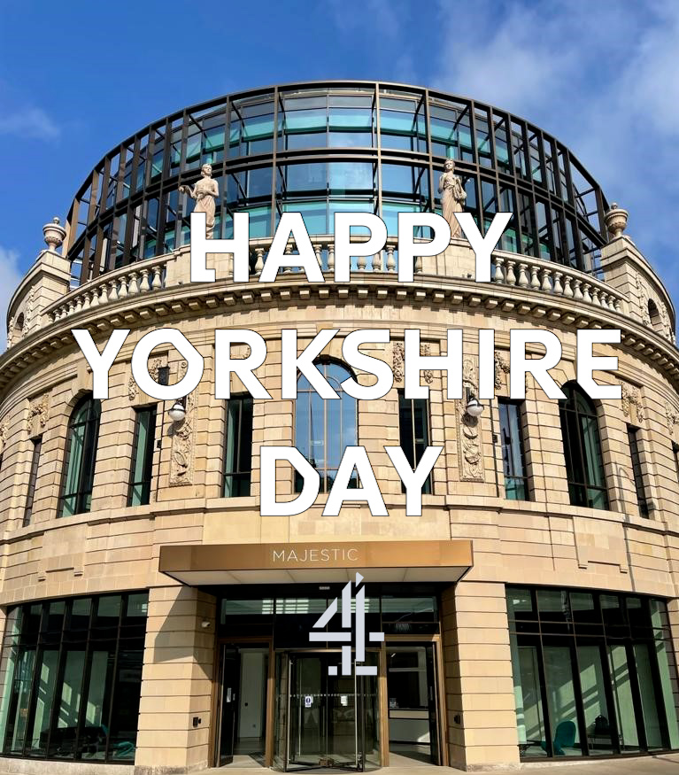 C4Press's tweet photo. Happy Yorkshire Day from Channel 4! 🎉

We’re very proud of our Yorkshire home in the heart of Leeds and we’ve got some special messages from our friends and colleagues in the region to mark today… #YorkshireDay #Yorkshire #Leeds @StephLunch https://t.co/6pUxq2sDEd
