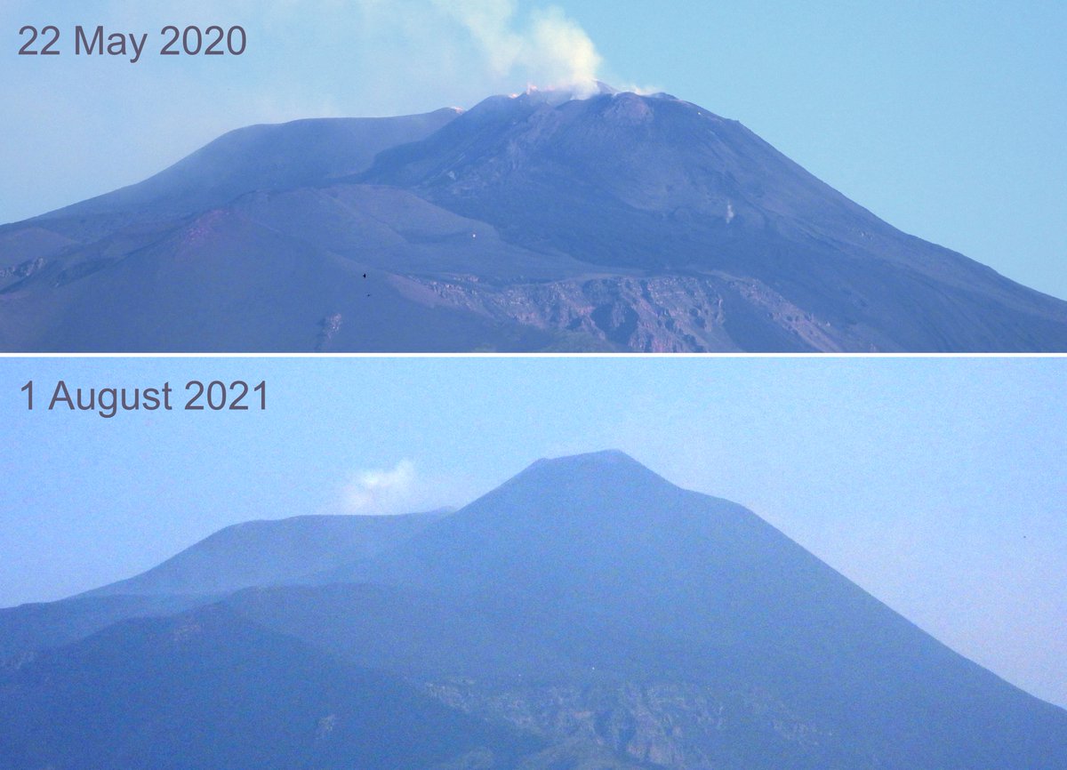 Boris Behncke (@etnaboris) on Twitter photo #Etna greets the month of August 2021 with further growth at its Southeast Crater following the latest paroxysmal episode on the evening of 31 July 2021. Comparison views of 22 May 2020 and 1 August 2021 taken from home in Tremestieri Etneo @7_Cannon <a href="/GreenhalghSarah/">Sarah Greenhalgh</a> #Etna greets the month of August 2021 with further growth at its Southeast Crater following the latest paroxysmal episode on the evening of 31 July 2021. Comparison views of 22 May 2020 and 1 August 2021 taken from home in Tremestieri Etneo @7_Cannon <a href="/GreenhalghSarah/">Sarah Greenhalgh</a>