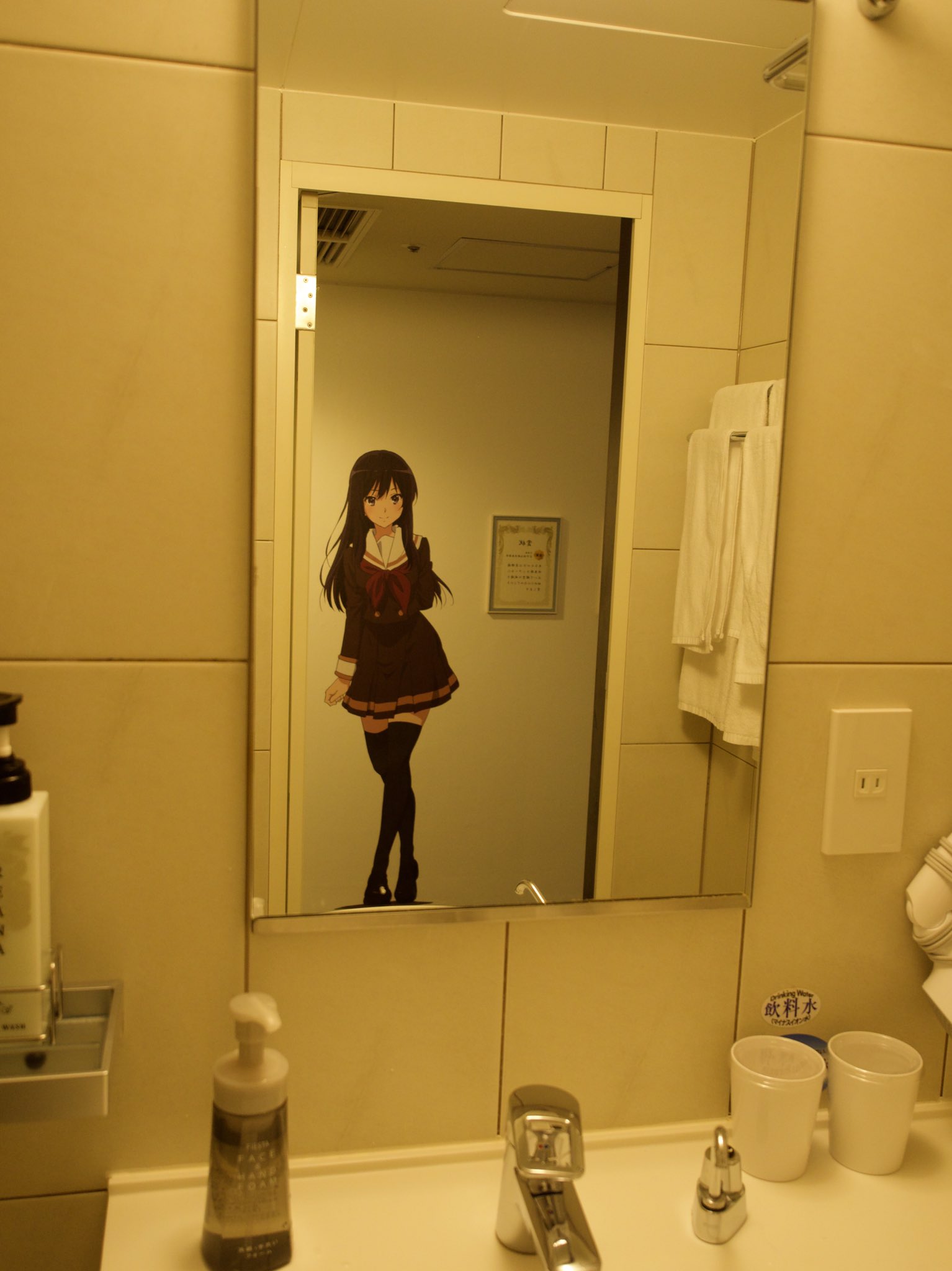 壁とか机とか 洗面所のドアを開けっ放しにしていたら 顔を上げたところに麗奈が映り込んで寿命が縮みました 恐怖体験 北吹ルーム Anime Eupho リズと青い鳥 T Co Dzmtnzafab Twitter