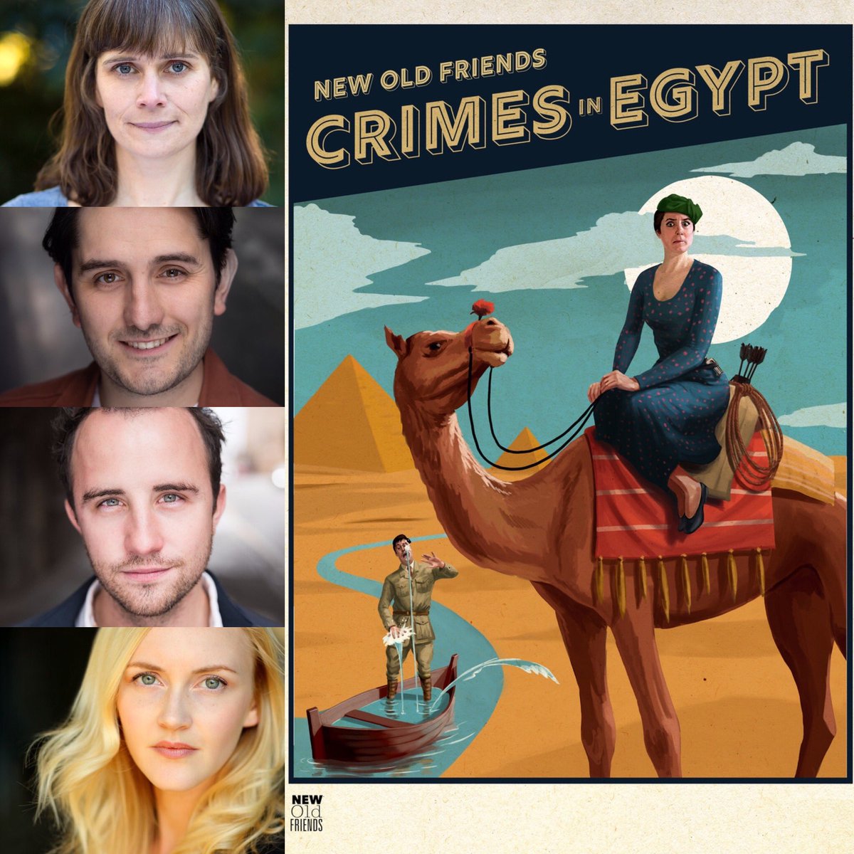 newoldfriends's tweet photo. Rehearsals start tomorrow for the Crimes in Egypt tour and we cannot wait to work with this lovely lot @thornton_b @OSMalam @FrancesKeyton and Kirsty Cox! Swipe to see the full tour PLUS an extra venue added Chipping Norton Theatre on Sept 11th. https://t.co/e29SF57JxH