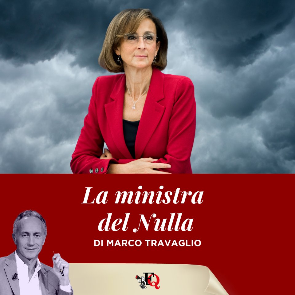 LA MINISTRA DEL NULLA
Dodici anni fa a Repubblica bastava un giornalista (D’Avanzo) per fare 10 domande a B.. Ieri a Repubblica si son messi in undici, direttore compreso, per non farne neanche una alla Cartabia📌ilfat.to/3ifpB7u