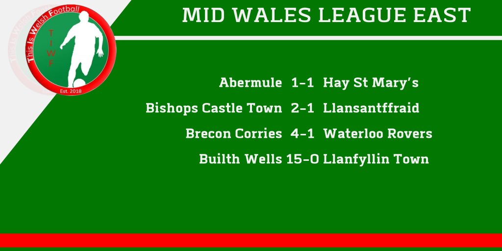 MID WALES LEAGUE EAST | RESULTS | 31/07/2021