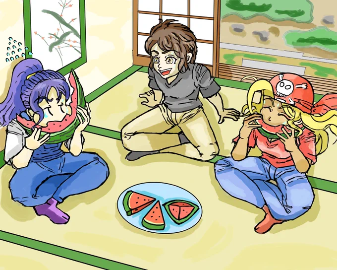 夏の暑い日のスイカ

#イラスト
#創作
#スイカ 