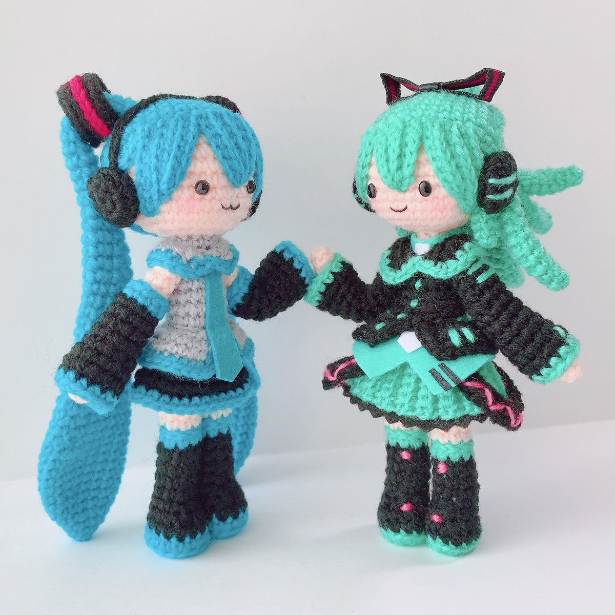 初音ミクの初期案、「ifミクさん」のあみぐるみを作りました💕 黒い