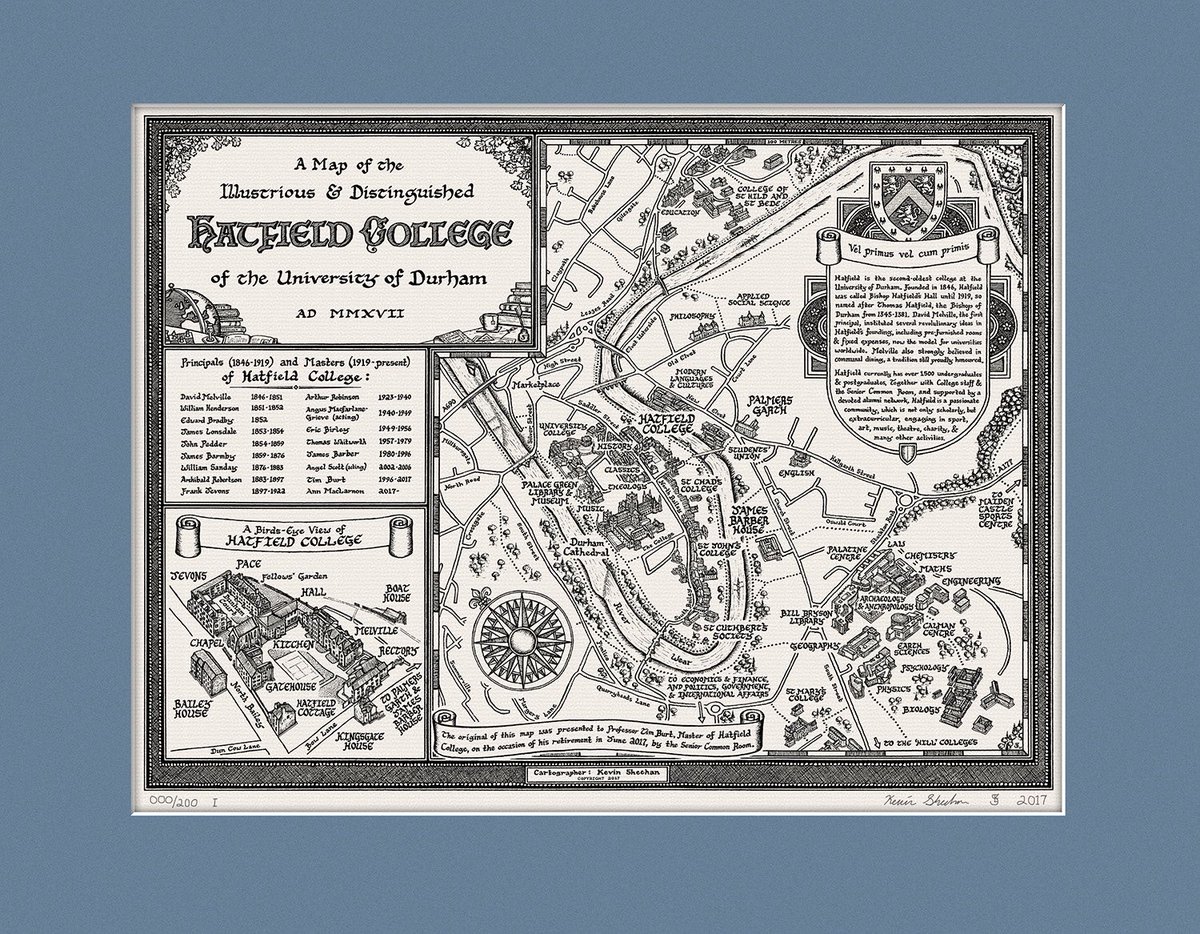 HatfieldColLib's tweet photo. @ManuscriptMaps Manuscript Maps made a beautiful map our college! Print 001 is hanging in our SCR. 😍 https://t.co/YW8e6pP3Te