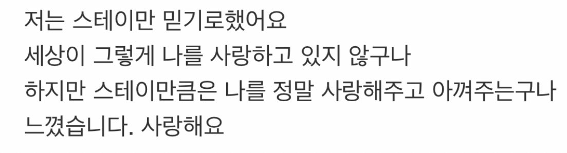 현진이는 스테이들의 사랑을 당연시 하지 않는게 너무 좋아