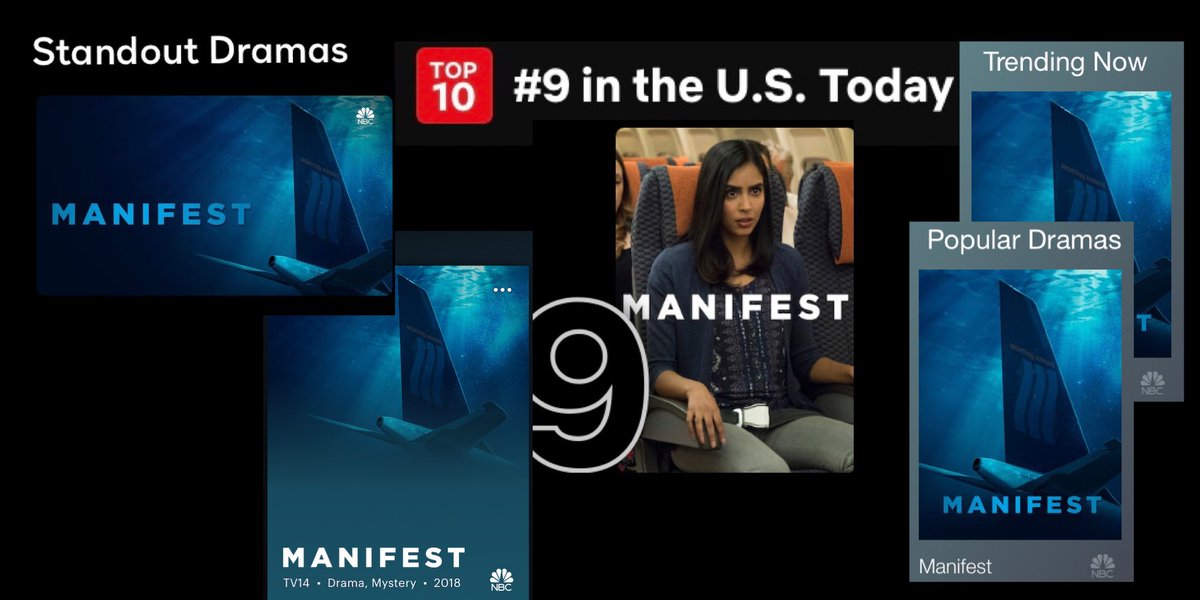 SaveManifest's tweet photo. Manifesters, Manifest has been in @netflix’s Top 10 for 51 days. Manifest is No. 9 today. Manifest is also still Popular on @hulu, a Standout Drama on the @peacocktv app and Trending Now on the @nbc app. Keep streaming Manifest and posting! ✈️ #SaveManifest https://t.co/Z8fFczXl7z