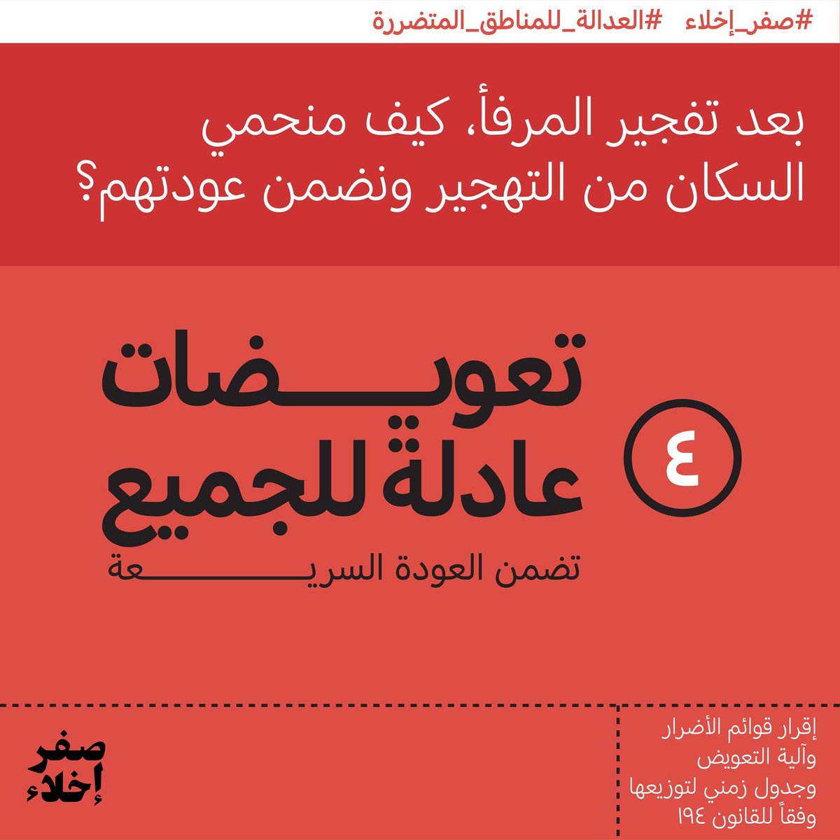 publicworks_lb's tweet photo. رابع خطوة ضرورية لحماية السكان من خطر التشرّد ومن العزلة عن روابطهم الاجتماعية والاقتصادية هي عبر تأمين #تعويضات عادلة للجميع، لنضمن العودة السريعة إلى البيوت والأحياء. 

#العدالة_للمناطق_المتضررة 
#صفر_إخلاء #zero_evictions https://t.co/buauXM5O0n
