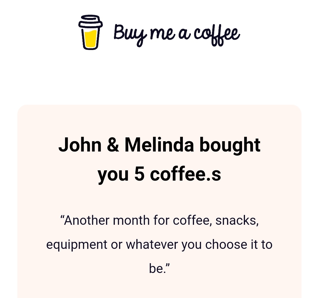 THANK YOU SO MUCH to our amazing listeners for helping to keep the podcast funded this month. We really appreciate you and your support. ❤️ #buymeacoffee #support #help #thankyou #grateful #podcast #johnmelinda #davidpettibone