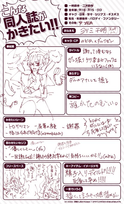 おダル謝罪でワクワクチンチン目指します。
#こんな同人誌が描きたい 