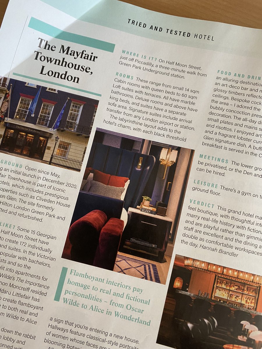 Great article <a href="/TheMayfairTH/">The Mayfair Townhouse</a> in <a href="/BTUK/">Business Traveller</a> I love the property and can’t wait to come back soon. #eventprofs #businesstravel 

eventconsult.events/2021/04/08/new…