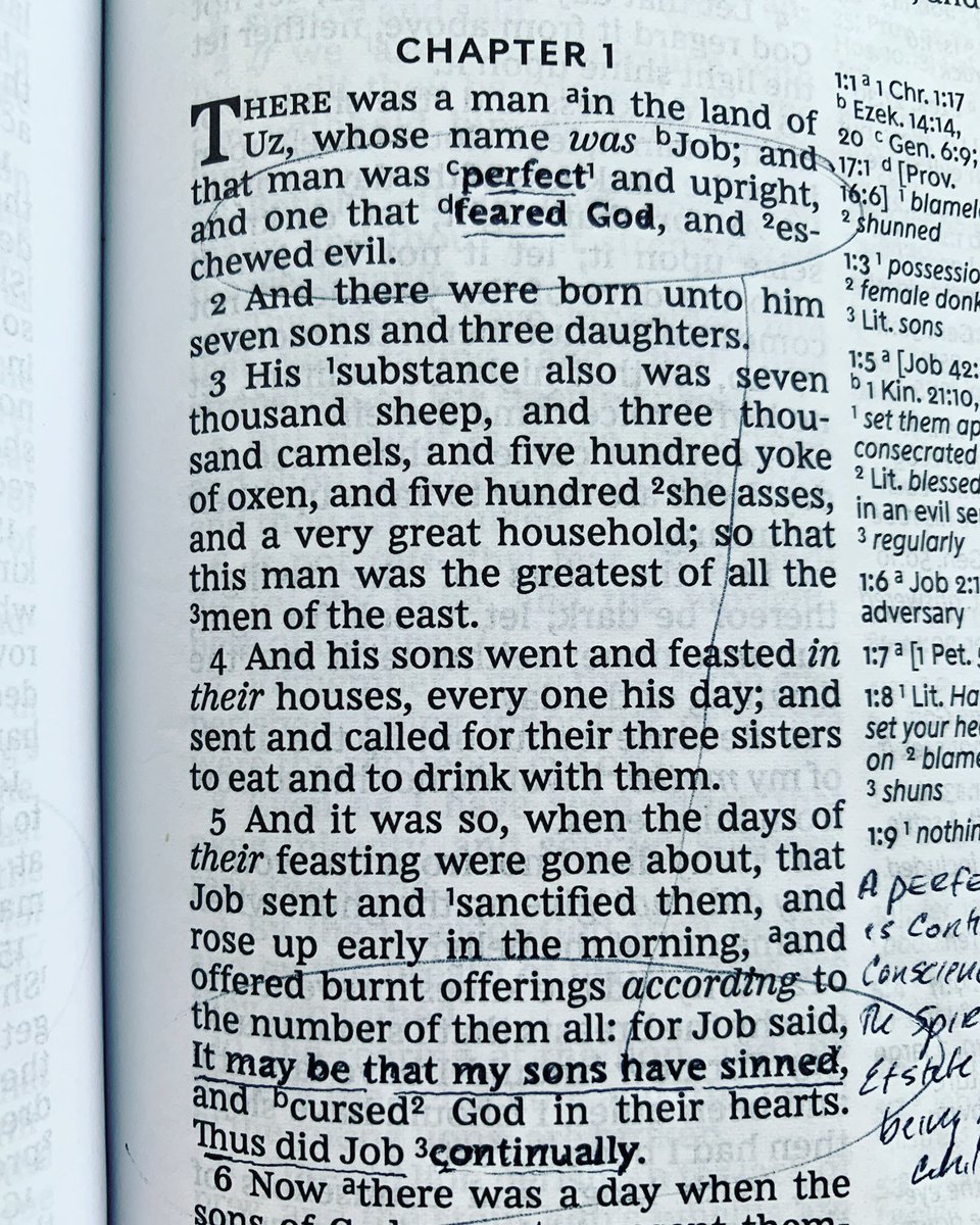 A “Perfect” Parent is continually conscious of the spiritual estate and well being of their children - Job 1:1-5