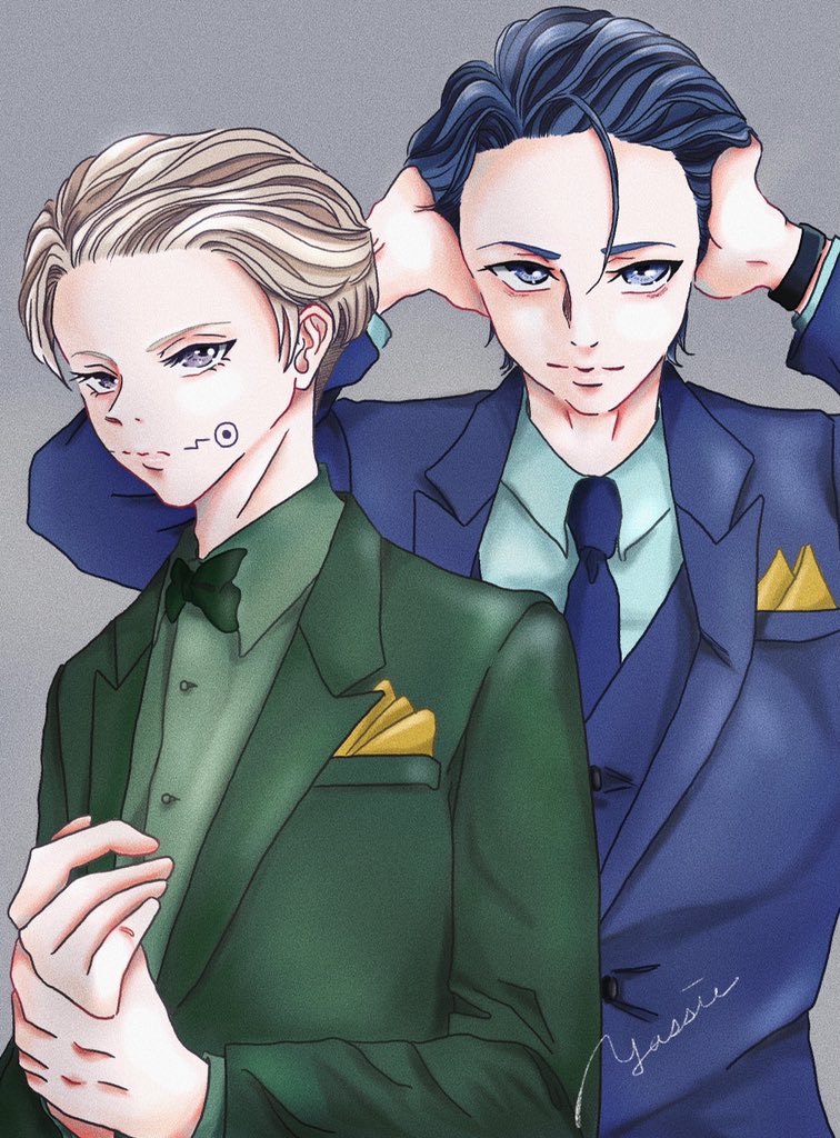 乙棘 スーツ オールバック 乙棘 氏 原稿中のイラスト