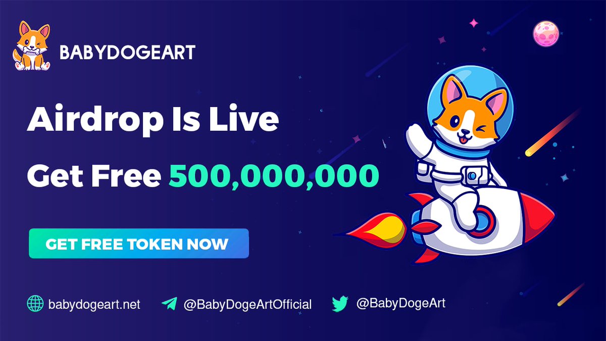 🚀 Airdrop: BabyDoge Art
💰 Value: $ 20
👥 Referral: $ 4
💸 Tokens: 500 Million + 100 Million $BabyDogeArt
📊 Market: Pancakeswap Soon
📅 End Date: 16 August 2021

Talk with the Telegram Bot
t.me/BabyDogeArtBot

#Airdrop #FreeAirdrop #AirdropCrypto #CryptoTownEU